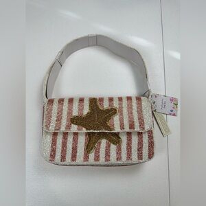 New Release Viral Handcrafted in India Striped Beaded Starfish Shoulder Bag NWT